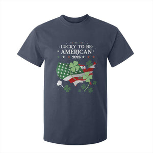 Funny St Patrick's Day Trump T Shirt For Kid Lucky To Be American 2025 TS02 Navy Print Your Wear