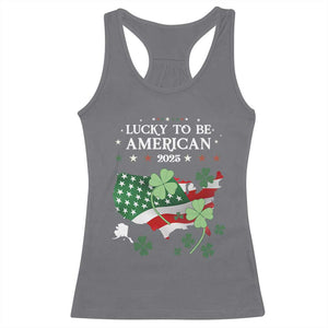 Funny St Patrick's Day Trump Racerback Tank Top Lucky To Be American 2025 TS02 Charcoal Print Your Wear