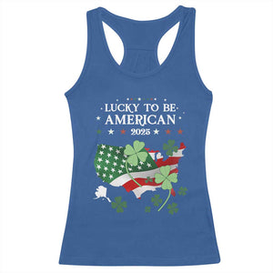Funny St Patrick's Day Trump Racerback Tank Top Lucky To Be American 2025 TS02 Royal Blue Print Your Wear