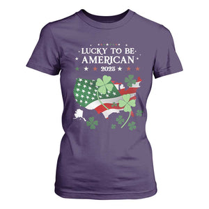 Funny St Patrick's Day Trump T Shirt For Women Lucky To Be American 2025 TS02 Purple Print Your Wear