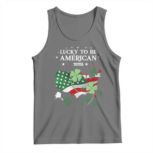 Funny St Patrick's Day Trump Tank Top Lucky To Be American 2025 TS02 Black Heather Print Your Wear
