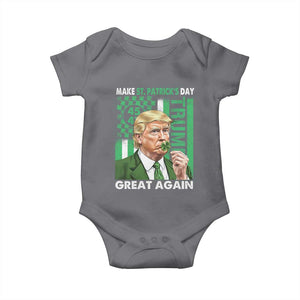 Funny Trump Make St Patrick's Day Great Again Baby Onesie Green American Flag TS02 Charcoal Print Your Wear