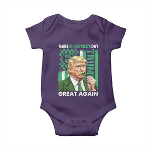 Funny Trump Make St Patrick's Day Great Again Baby Onesie Green American Flag TS02 Purple Print Your Wear
