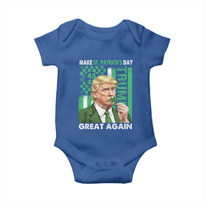 Funny Trump Make St Patrick's Day Great Again Baby Onesie Green American Flag TS02 Royal Blue Print Your Wear