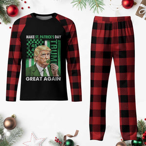 Funny Trump Make St Patrick's Day Great Again Plaid Pajama Set Green American Flag TS02 Buffalo Plaid Print Your Wear