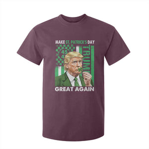 Funny Trump Make St Patrick's Day Great Again T Shirt For Kid Green American Flag TS02 Maroon Print Your Wear