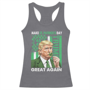 Funny Trump Make St Patrick's Day Great Again Racerback Tank Top Green American Flag TS02 Charcoal Print Your Wear
