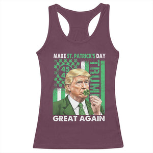 Funny Trump Make St Patrick's Day Great Again Racerback Tank Top Green American Flag TS02 Maroon Print Your Wear