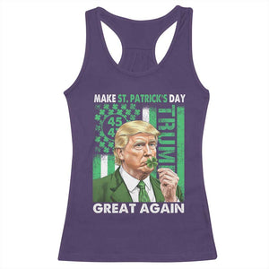 Funny Trump Make St Patrick's Day Great Again Racerback Tank Top Green American Flag TS02 Purple Print Your Wear