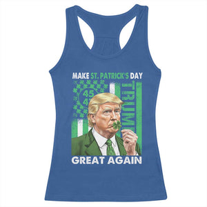 Funny Trump Make St Patrick's Day Great Again Racerback Tank Top Green American Flag TS02 Royal Blue Print Your Wear