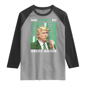 Funny Trump Make St Patrick's Day Great Again Raglan Shirt Green American Flag TS02 Sport Gray Black Print Your Wear