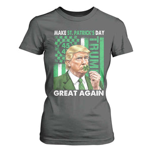 Funny Trump Make St Patrick's Day Great Again T Shirt For Women Green American Flag TS02 Dark Heather Print Your Wear