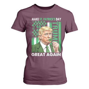 Funny Trump Make St Patrick's Day Great Again T Shirt For Women Green American Flag TS02 Maroon Print Your Wear