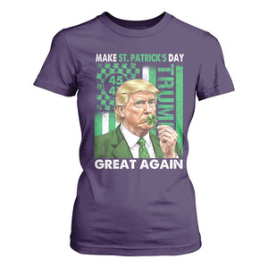 Funny Trump Make St Patrick's Day Great Again T Shirt For Women Green American Flag TS02 Purple Print Your Wear