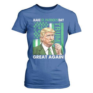 Funny Trump Make St Patrick's Day Great Again T Shirt For Women Green American Flag TS02 Royal Blue Print Your Wear