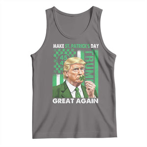 Funny Trump Make St Patrick's Day Great Again Tank Top Green American Flag TS02 Deep Heather Print Your Wear