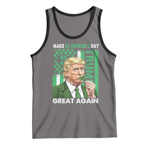 Funny Trump Make St Patrick's Day Great Again Tank Top Green American Flag TS02 Deep Heather Black Print Your Wear