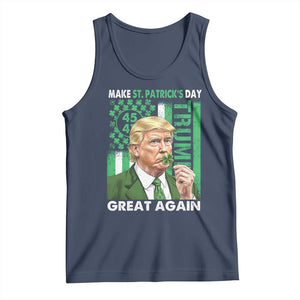 Funny Trump Make St Patrick's Day Great Again Tank Top Green American Flag TS02 Navy Print Your Wear
