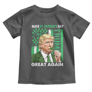 Funny Trump Make St Patrick's Day Great Again Toddler T Shirt Green American Flag TS02 Dark Heather Print Your Wear