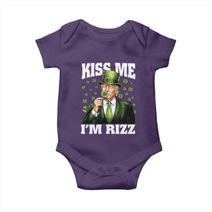 Funny St Patrick's Day Trump Baby Onesie Kiss Me I'm Rizz TS02 Purple Print Your Wear