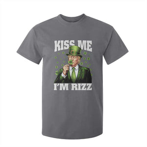 Funny St Patrick's Day Trump T Shirt For Kid Kiss Me I'm Rizz TS02 Charcoal Print Your Wear