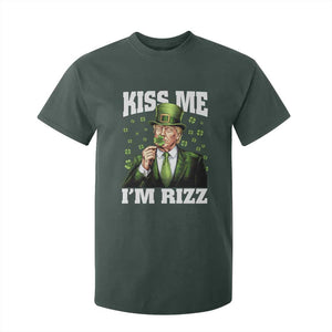 Funny St Patrick's Day Trump T Shirt For Kid Kiss Me I'm Rizz TS02 Dark Forest Green Print Your Wear