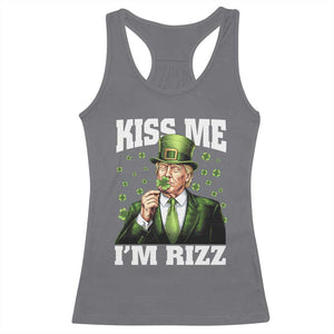 Funny St Patrick's Day Trump Racerback Tank Top Kiss Me I'm Rizz TS02 Charcoal Print Your Wear