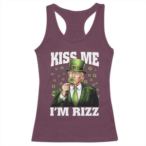 Funny St Patrick's Day Trump Racerback Tank Top Kiss Me I'm Rizz TS02 Maroon Print Your Wear