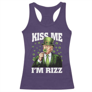 Funny St Patrick's Day Trump Racerback Tank Top Kiss Me I'm Rizz TS02 Purple Print Your Wear