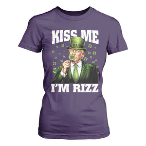 Funny St Patrick's Day Trump T Shirt For Women Kiss Me I'm Rizz TS02 Purple Print Your Wear