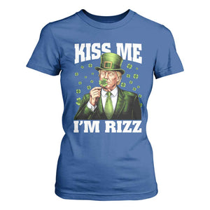 Funny St Patrick's Day Trump T Shirt For Women Kiss Me I'm Rizz TS02 Royal Blue Print Your Wear