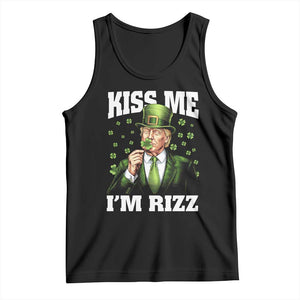 Funny St Patrick's Day Trump Tank Top Kiss Me I'm Rizz TS02 Black Print Your Wear