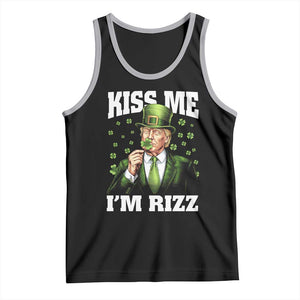 Funny St Patrick's Day Trump Tank Top Kiss Me I'm Rizz TS02 Black Athletic Heather Print Your Wear