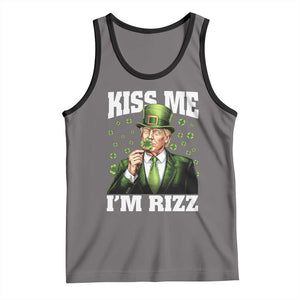 Funny St Patrick's Day Trump Tank Top Kiss Me I'm Rizz TS02 Deep Heather Black Print Your Wear