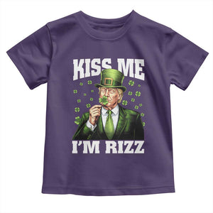 Funny St Patrick's Day Trump Toddler T Shirt Kiss Me I'm Rizz TS02 Purple Print Your Wear
