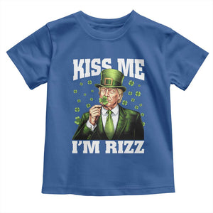 Funny St Patrick's Day Trump Toddler T Shirt Kiss Me I'm Rizz TS02 Royal Blue Print Your Wear