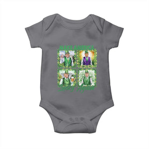 Funny St Patrick's Day Trump Baby Onesie Make America Lucky Again Shamrock Retro TS02 Charcoal Print Your Wear