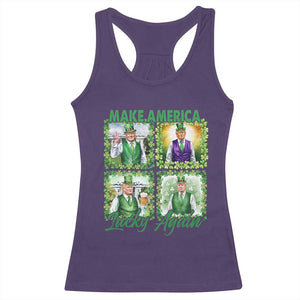 Funny St Patrick's Day Trump Racerback Tank Top Make America Lucky Again Shamrock Retro TS02 Purple Print Your Wear
