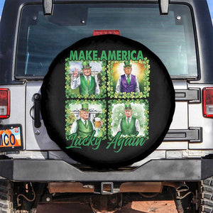 Funny St Patrick's Day Trump Spare Tire Cover Make America Lucky Again Shamrock Retro TS02 No hole Black Print Your Wear