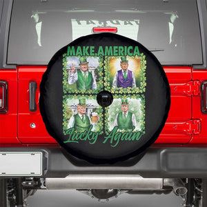Funny St Patrick's Day Trump Spare Tire Cover Make America Lucky Again Shamrock Retro TS02 Black Print Your Wear