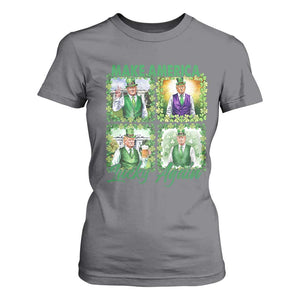 Funny St Patrick's Day Trump T Shirt For Women Make America Lucky Again Shamrock Retro TS02 Charcoal Print Your Wear
