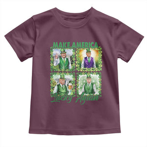 Funny St Patrick's Day Trump Toddler T Shirt Make America Lucky Again Shamrock Retro TS02 Maroon Print Your Wear