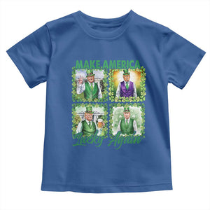 Funny St Patrick's Day Trump Toddler T Shirt Make America Lucky Again Shamrock Retro TS02 Royal Blue Print Your Wear