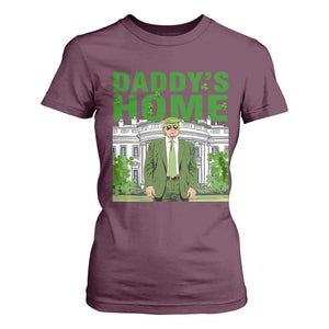 Funny St Patrick's Day Trump T Shirt For Women Daddy's Home White House TS02 Maroon Print Your Wear