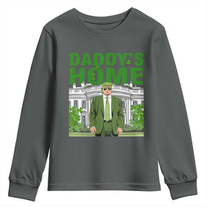 Funny St Patrick's Day Trump Youth Sweatshirt Daddy's Home White House TS02 Dark Heather Print Your Wear