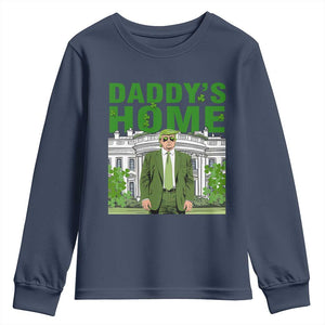 Funny St Patrick's Day Trump Youth Sweatshirt Daddy's Home White House TS02 Navy Print Your Wear