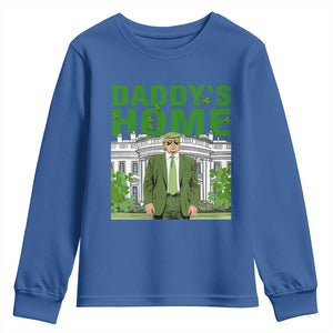 Funny St Patrick's Day Trump Youth Sweatshirt Daddy's Home White House TS02 Royal Blue Print Your Wear