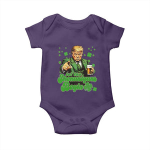 Funny St Patrick's Day Trump Baby Onesie Let The Shenanigans Begin TS02 Purple Print Your Wear