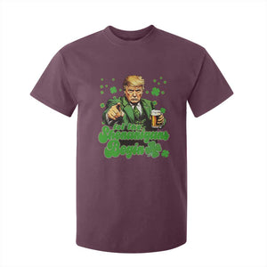 Funny St Patrick's Day Trump T Shirt For Kid Let The Shenanigans Begin TS02 Maroon Print Your Wear