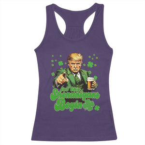Funny St Patrick's Day Trump Racerback Tank Top Let The Shenanigans Begin TS02 Purple Print Your Wear